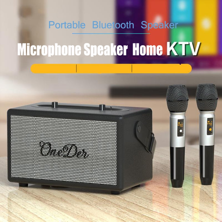 Oneder D7 Bluetooth Speaker Outdoor Karaoke Wireless Speakers With Two Mic(Black) - Desktop Speaker by OneDer | Online Shopping South Africa | PMC Jewellery | Buy Now Pay Later Mobicred