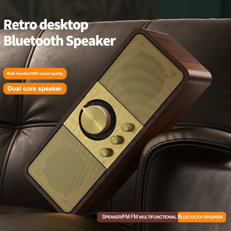 OneDer JY82 Wooden Retro Styling Wireless Speaker HIFI Classic FM Radio Support TF / U-Disk / AUX(Walnut Wood) - free shipping - PMC Jewellery - Order now!