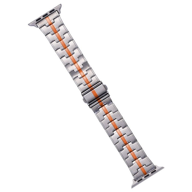 For Apple Watch Series 8 41mm Stainless Steel Watch Band(Silver Orange) - free shipping - PMC TechLife - Order now!