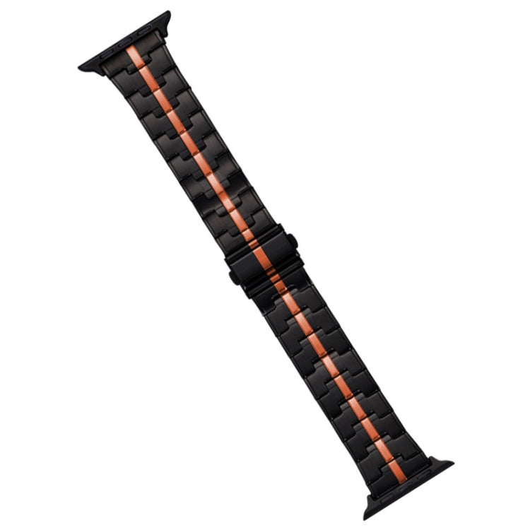 For Apple Watch Series 6 44mm Stainless Steel Watch Band(Black Orange) - free shipping - PMC TechLife - Order now!