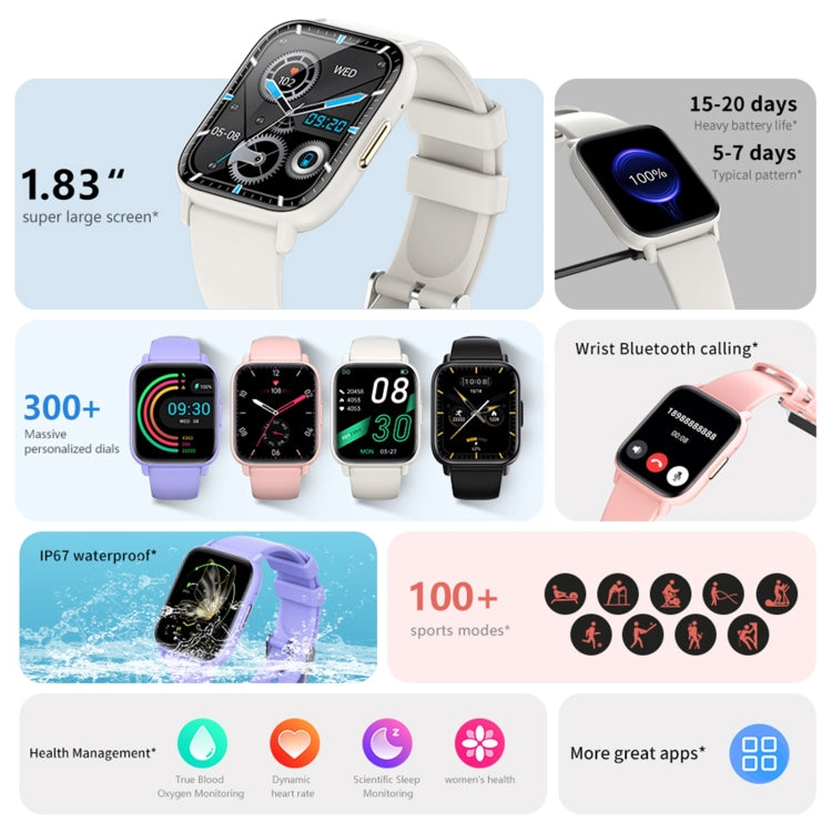 DM60+ 1.83 inch BT5.2 Smart Sport Watch, Support Bluetooth Call / Sleep / Blood Sugar / Blood Oxygen / Temperature / Heart Rate / Blood Pressure Health Monitor(Black) - Smart Watches by PMC TechLife | Online Shopping South Africa | PMC TechLife