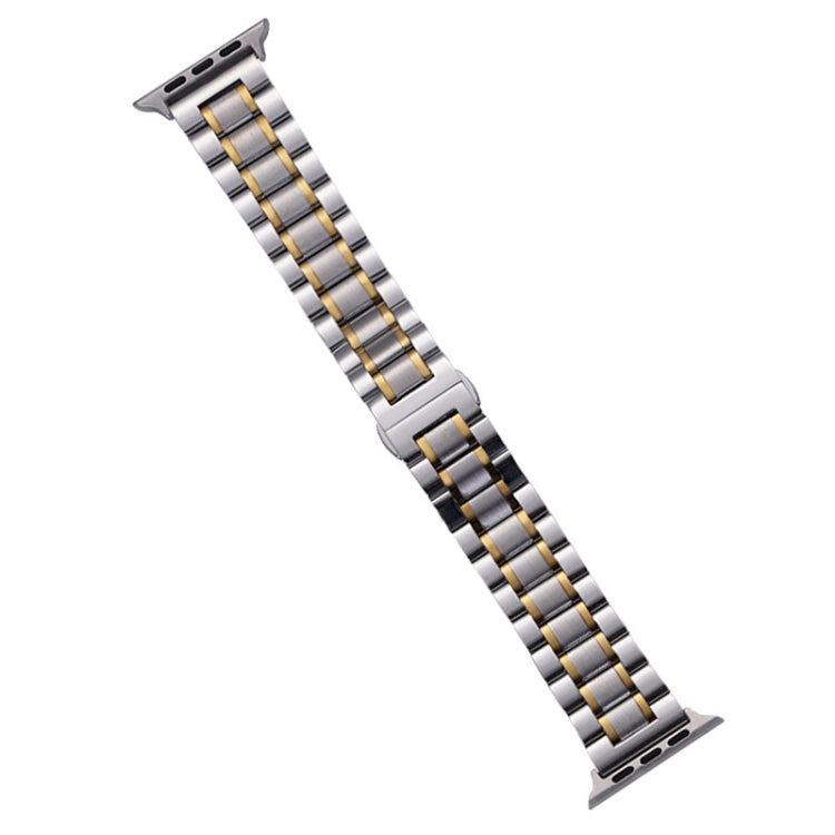 For Apple Watch Series 5 44mm Five-Beads Stainless Steel Watch Band(Silver Gold) - free shipping - PMC TechLife - Order now!