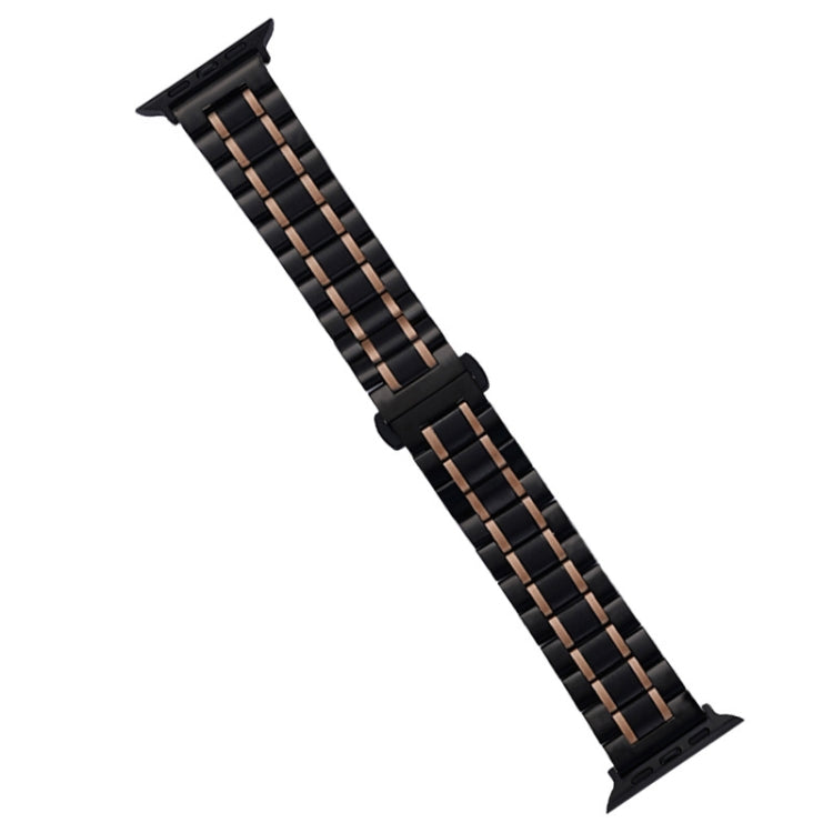 For Apple Watch Series 3 38mm Five-Beads Stainless Steel Watch Band(Black Rose Gold) - free shipping - PMC TechLife - Order now!