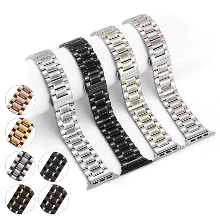 For Apple Watch SE 2023 40mm Five-Beads Stainless Steel Watch Band(Black Gold) - free shipping - PMC TechLife - Order now!