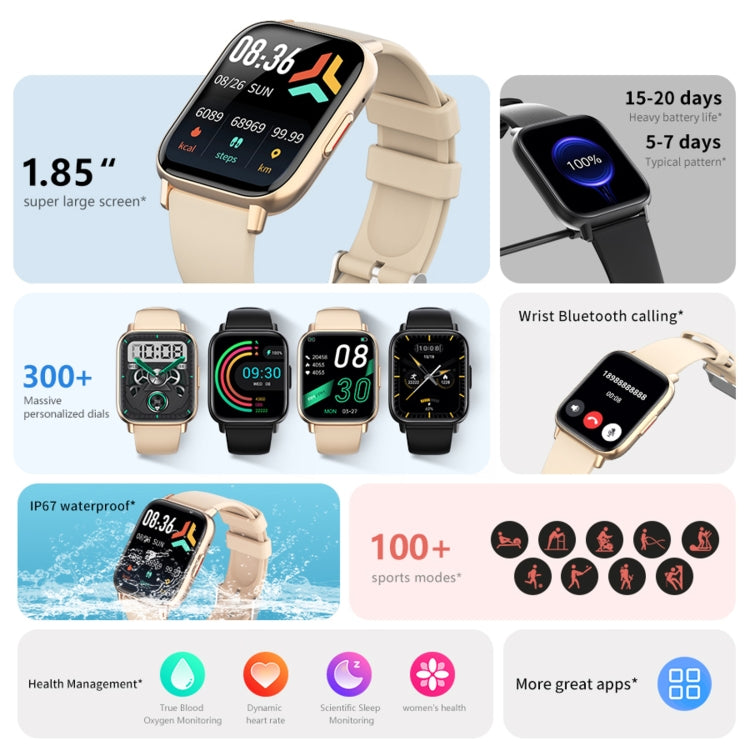 DM05 1.83 inch BT5.2 Smart Sport Watch, Support Sleep / Heart Rate / Blood Oxygen / Temperature / Heart Sugar/ Blood Pressure Health Monitor(Black) - free shipping - PMC TechLife - Order now!