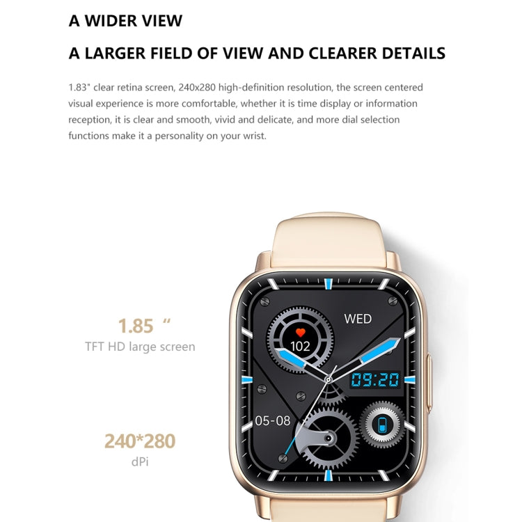 DM05 1.83 inch BT5.2 Smart Sport Watch, Support Sleep / Heart Rate / Blood Oxygen / Temperature / Heart Sugar/ Blood Pressure Health Monitor(Gold) - Smart Watches by PMC TechLife | Online Shopping South Africa | PMC TechLife