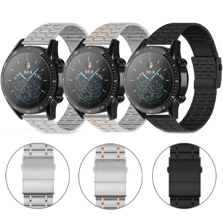 For Huawei Watch GT2 Pro 22mm Five-bead Steel Dual-press Buckle Watch Band(Silver Rose Gold) - free shipping - PMC TechLife - Order now!
