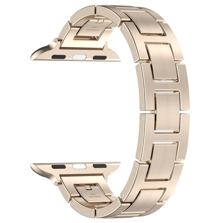 For Apple Watch Series 9 41mm H Slim Stainless Steel Watch Band(Starlight) - Watch Bands by PMC TechLife | Online Shopping South Africa | PMC TechLife