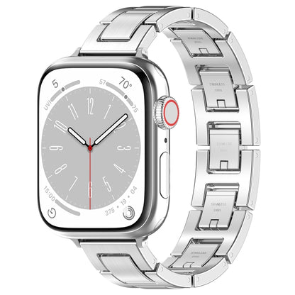 For Apple Watch Series 8 41mm H Slim Stainless Steel Watch Band(Silver) - Watch Bands by PMC Jewellery | Online Shopping South Africa | PMC Jewellery