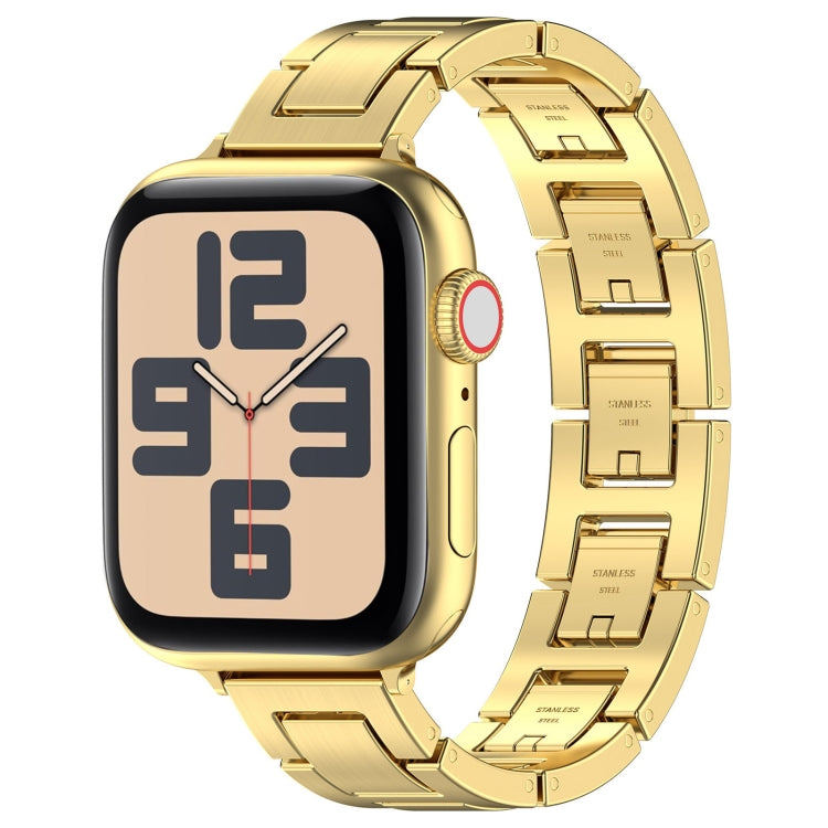 For Apple Watch SE 2022 40mm H Slim Stainless Steel Watch Band(Gold) - Watch Bands by PMC Jewellery | Online Shopping South Africa | PMC Jewellery