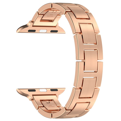 For Apple Watch SE 2022 44mm H Slim Stainless Steel Watch Band(Rose Gold) - Watch Bands by PMC Jewellery | Online Shopping South Africa | PMC Jewellery