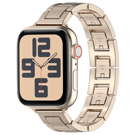 For Apple Watch SE 2022 44mm H Slim Stainless Steel Watch Band(Starlight) - Watch Bands by PMC Jewellery | Online Shopping South Africa | PMC Jewellery