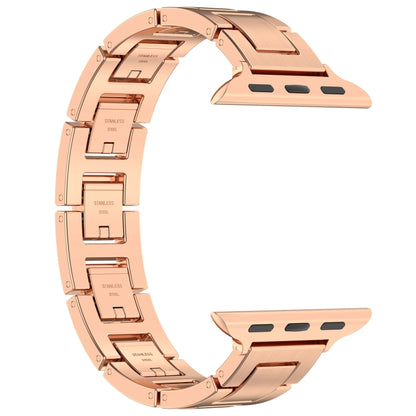 For Apple Watch Series 4 44mm H Slim Stainless Steel Watch Band(Rose Gold) - Watch Bands by PMC Jewellery | Online Shopping South Africa | PMC Jewellery