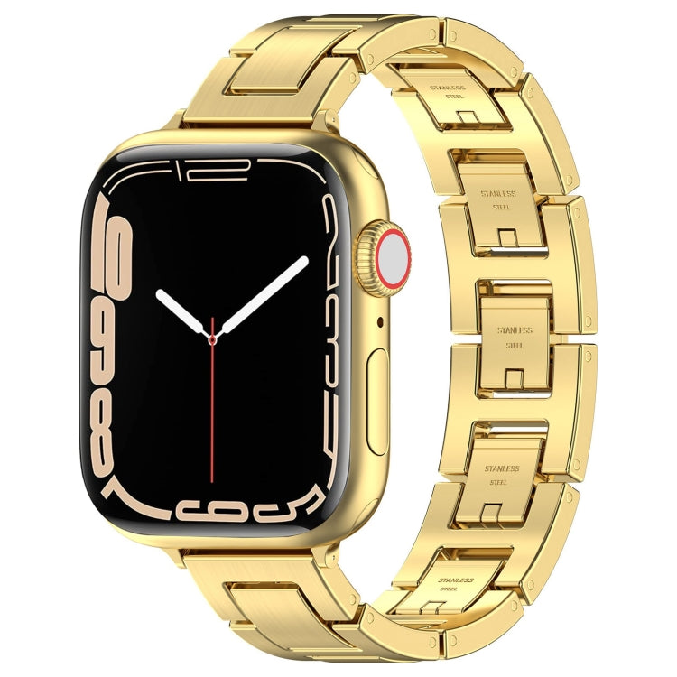 For Apple Watch Series 2 42mm H Slim Stainless Steel Watch Band(Gold) - Watch Bands by PMC Jewellery | Online Shopping South Africa | PMC Jewellery