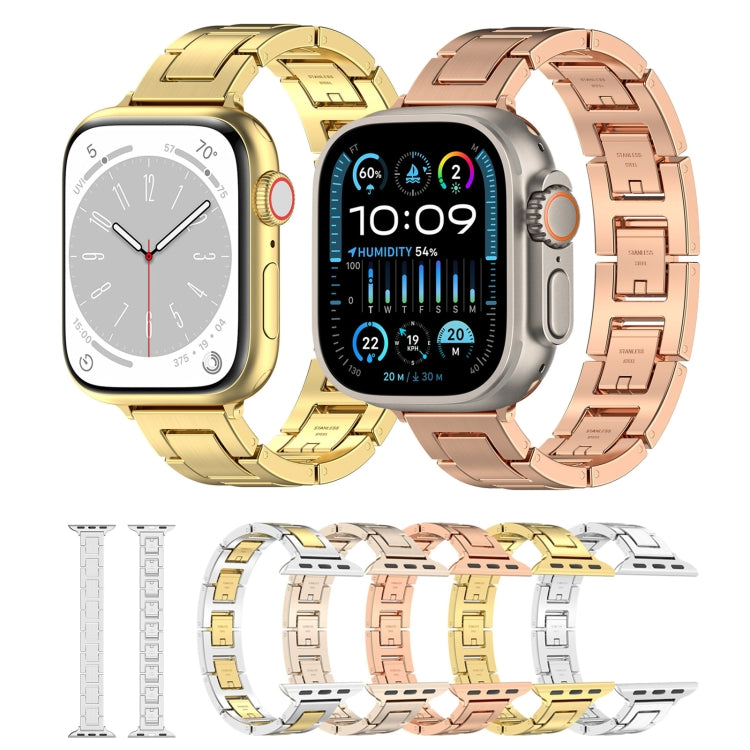 For Apple Watch Series 3 38mm H Slim Stainless Steel Watch Band(Rose Gold) - Watch Bands by PMC Jewellery | Online Shopping South Africa | PMC Jewellery