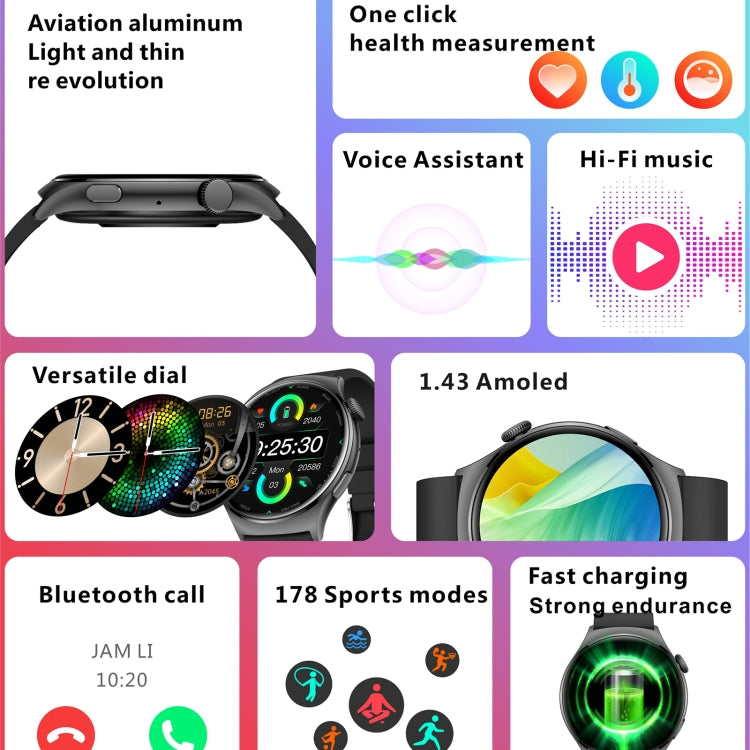 QX10 1.43 inch BT5.2 Smart Sport Watch, Support Sleep / Heart Rate / Blood Oxygen / Blood Pressure Health Monitor(Beige) - Smart Watches by PMC TechLife | Online Shopping South Africa | PMC TechLife