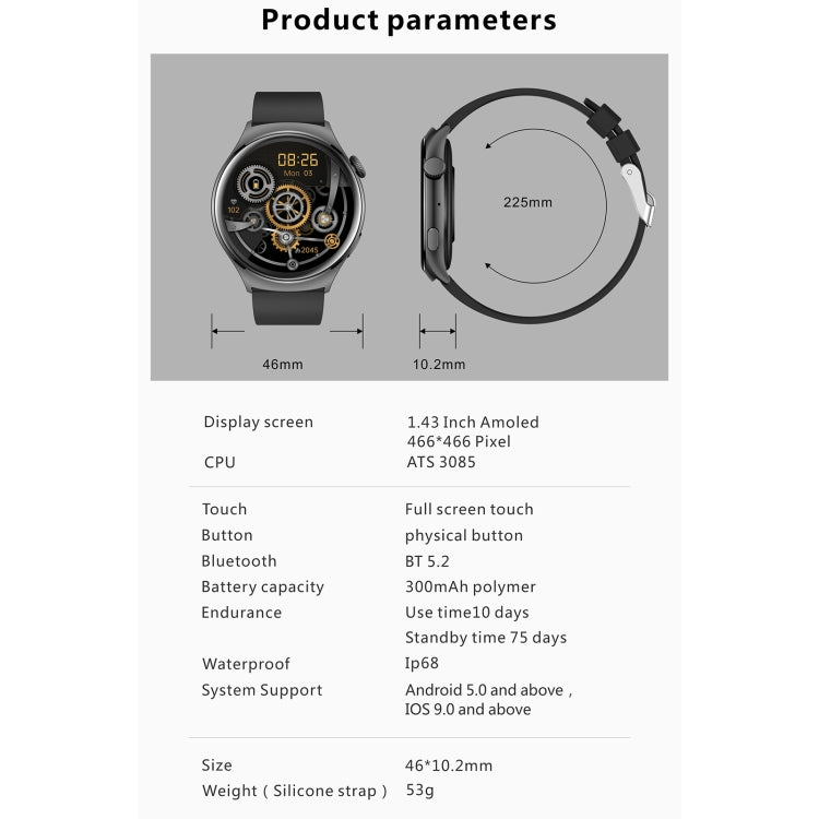 QX10 1.43 inch BT5.2 Smart Sport Watch, Support Sleep / Heart Rate / Blood Oxygen / Blood Pressure Health Monitor(Beige) - Smart Watches by PMC TechLife | Online Shopping South Africa | PMC TechLife