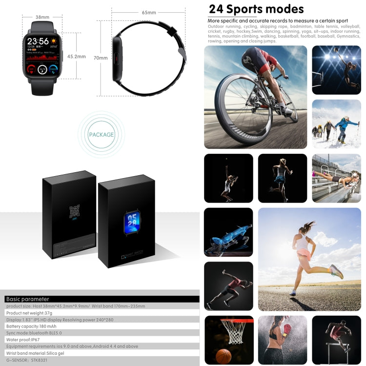 QS16 Pro 1.83 inch BT5.0 Smart Sport Watch, Support Bluetooth Call / Sleep / Blood Oxygen / Temperature / Heart Rate / Blood Pressure Health Monitor(Blue) - Smart Watches by PMC TechLife | Online Shopping South Africa | PMC TechLife