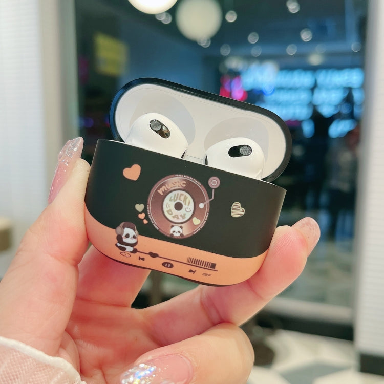 For AirPods 2 / 1 Panda Records Pattern Earbuds Box Frosted TPU Case(Black) - For AirPods 1/2 by PMC Jewellery | Online Shopping South Africa | PMC Jewellery | Buy Now Pay Later Mobicred