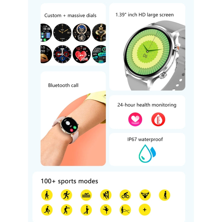 QS40 1.39 inch BT5.2 Smart Sport Watch, Support Bluetooth Call / Sleep / Blood Oxygen / Temperature / Heart Rate / Blood Pressure Health Monitor(Black) - Smart Watches by PMC TechLife | Online Shopping South Africa | PMC TechLife | Buy Now Pay Later Mobicred