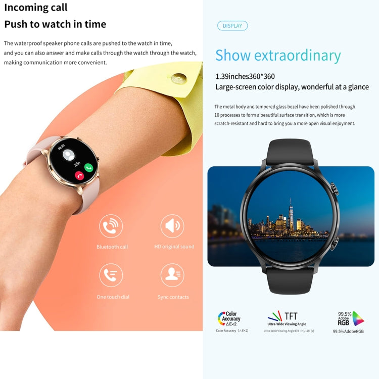 QS40 1.39 inch BT5.2 Smart Sport Watch, Support Bluetooth Call / Sleep / Blood Oxygen / Temperature / Heart Rate / Blood Pressure Health Monitor(Black) - Smart Watches by PMC TechLife | Online Shopping South Africa | PMC TechLife | Buy Now Pay Later Mobicred