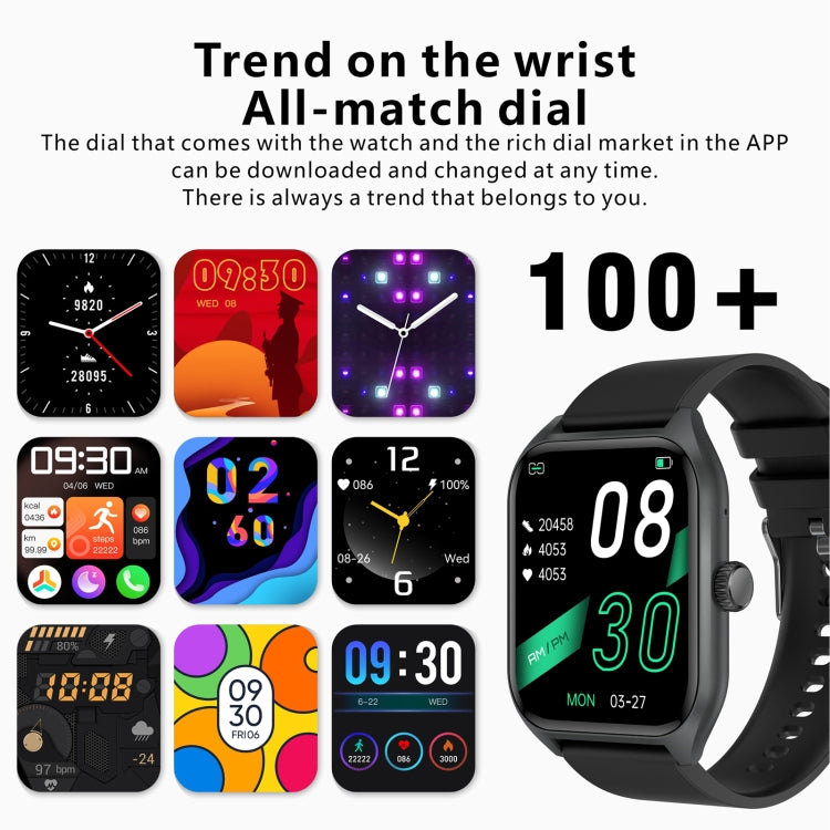Qx5 1.96 inch BT5.2 Smart Sport Watch, Support Bluetooth Call / Sleep / Blood Oxygen / Temperature / Heart Rate / Blood Pressure Health Monitor(Black) - Smart Watches by PMC TechLife | Online Shopping South Africa | PMC TechLife