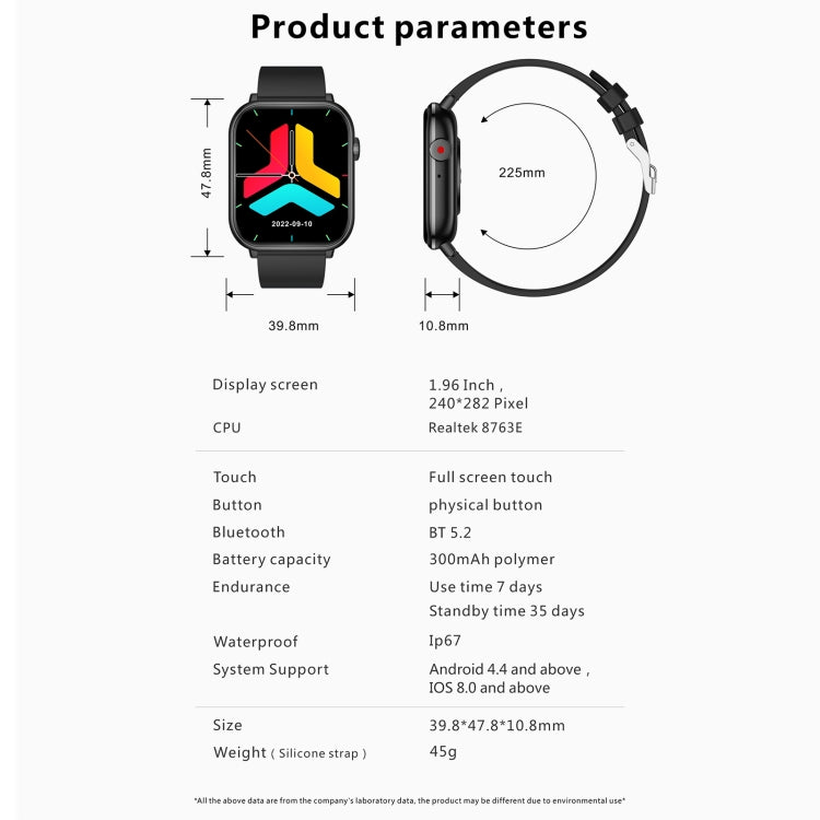 QX9 1.96 inch BT5.2 Smart Sport Watch, Support Bluetooth Call / Sleep / Blood Oxygen / Heart Rate / Blood Pressure Health Monitor(Blue) - Smart Watches by PMC TechLife | Online Shopping South Africa | PMC TechLife