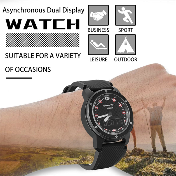 SPOVAN Gemini Outdoor Mountaineering Altitude Barometric Waterproof Sports Watch(Black) - free shipping - PMC TechLife - Order now!