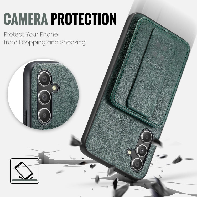 For Samsung Galaxy S24+ 5G Fierre Shann Oil Wax Cow Leather Card Holder Back Phone Case(Green) - free shipping - PMC Jewellery - Order now!