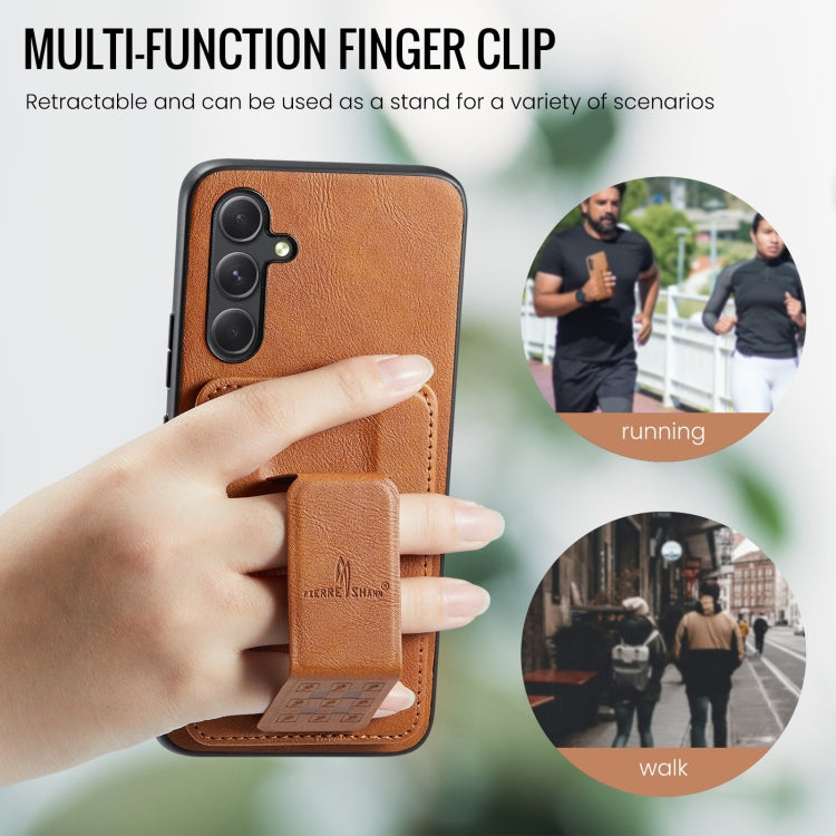 For Samsung Galaxy S24+ 5G Fierre Shann Oil Wax Cow Leather Card Holder Back Phone Case(Brown) - free shipping - PMC Jewellery - Order now!