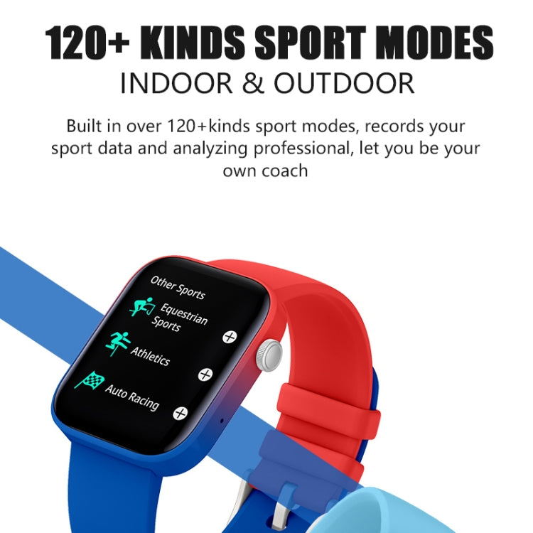 P43 1.8 inch TFT Screen Bluetooth Smart Watch, Support Heart Rate Monitoring & 100+ Sports Modes(Blue) - Smart Watches by PMC TechLife | Online Shopping South Africa | PMC TechLife