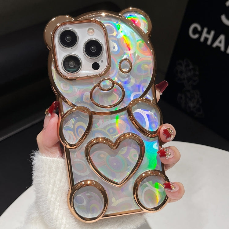 For iPhone 16 Pro Max Bear Shape Electroplated Laser TPU Phone Case(Gold) - iPhone 16 Pro Max Cases by PMC Jewellery | Online Shopping South Africa | PMC Jewellery | Buy Now Pay Later Mobicred