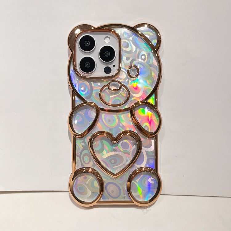 For iPhone 16 Pro Max Bear Shape Electroplated Laser TPU Phone Case(Gold) - iPhone 16 Pro Max Cases by PMC Jewellery | Online Shopping South Africa | PMC Jewellery | Buy Now Pay Later Mobicred