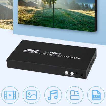 XP02 4K 2x2 HDMI Video Wall Controller Multi-screen Splicing Processor, Style:Ordinary(UK Plug) - Splitter by PMC Jewellery | Online Shopping South Africa | PMC Jewellery | Buy Now Pay Later Mobicred