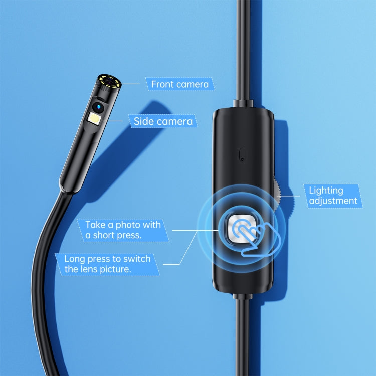 AN112 8mm Double Lenses HD Industry Endoscope Type-C + Micro USB + 8 Pin Connection, Length:10m Hard Tube -  by PMC Jewellery | Online Shopping South Africa | PMC Jewellery | Buy Now Pay Later Mobicred