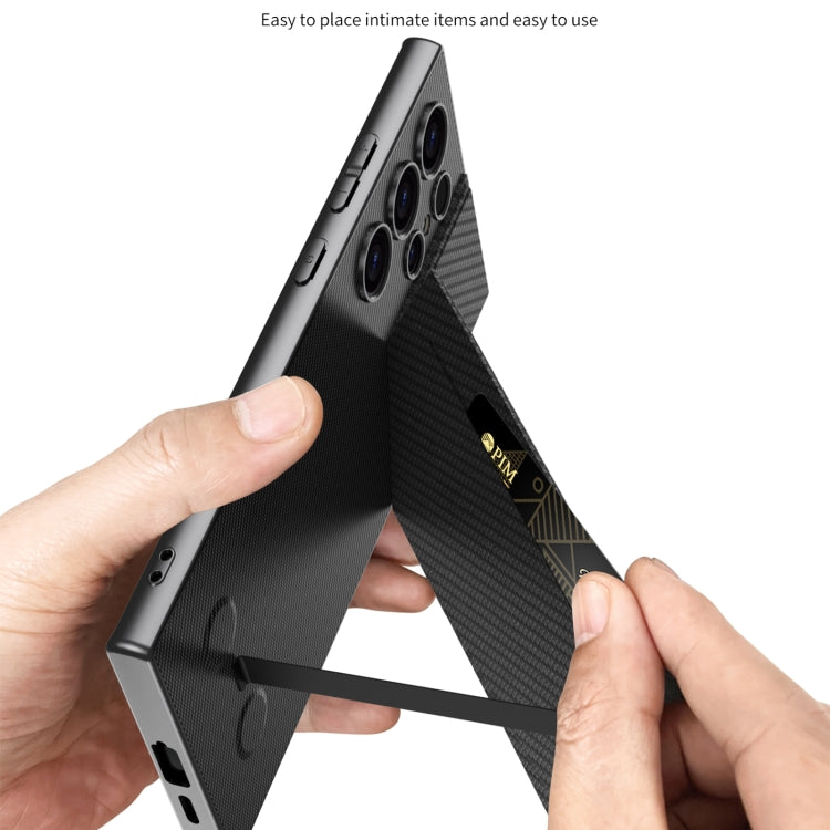 For Samsung Galaxy S23 Ultra 5G GKK Rotor Bracket Recessed Card Bag Full Coverage Phone Case(Carbon Fibre Texture) - free shipping - PMC Jewellery - Order now!