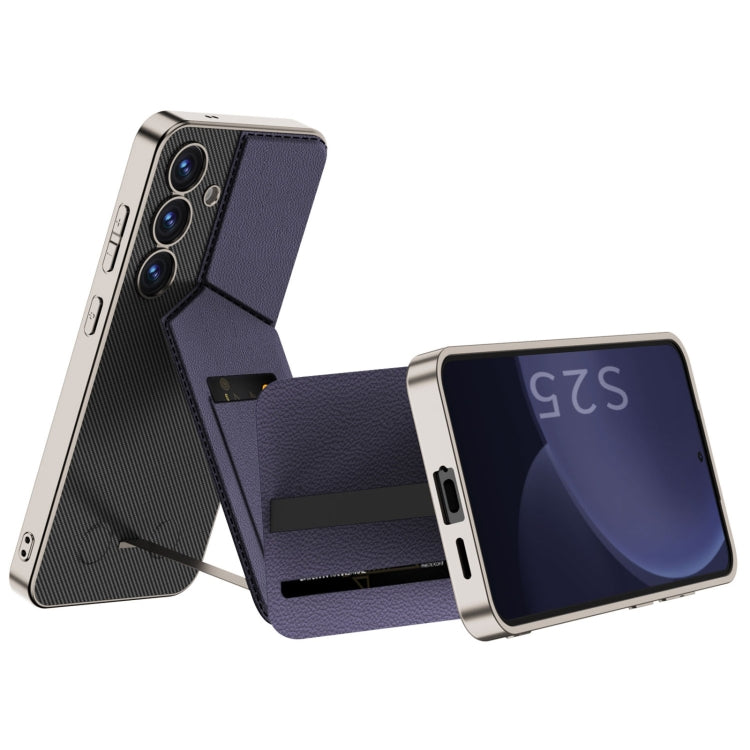 For Samsung Galaxy S25+ 5G GKK Rotor Bracket Recessed Card Bag Full Coverage Phone Case(Carbon Fibre Texture) - free shipping - PMC Jewellery - Order now!