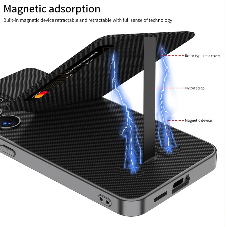 For Samsung Galaxy S25+ 5G GKK Rotor Bracket Recessed Card Bag Full Coverage Phone Case(Carbon Fibre Texture) - free shipping - PMC Jewellery - Order now!