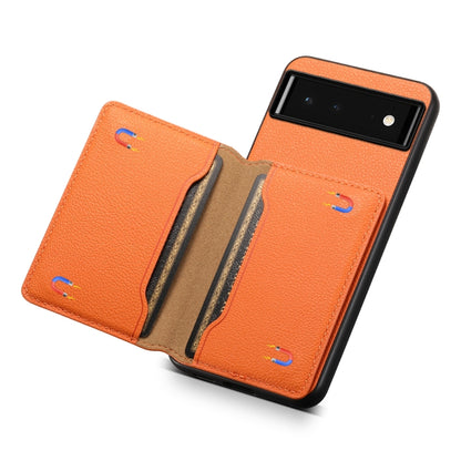 For Google Pixel 6 Calf Texture Card Bag Design Full Coverage Phone Case(Orange) - Google Cases by PMC Jewellery | Online Shopping South Africa | PMC Jewellery | Buy Now Pay Later Mobicred