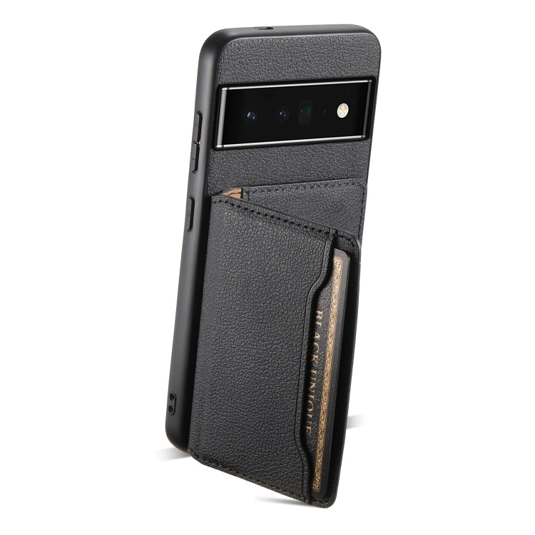 For Google Pixel 6 Pro Calf Texture Card Bag Design Full Coverage Phone Case(Black) - Google Cases by PMC TechLife | Online Shopping South Africa | PMC TechLife | Buy Now Pay Later Mobicred