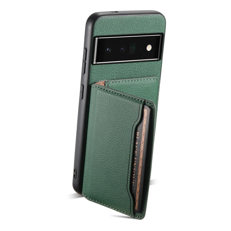 For Google Pixel 6 Pro Calf Texture Card Bag Design Full Coverage Phone Case(Green) - Google Cases by PMC Jewellery | Online Shopping South Africa | PMC Jewellery | Buy Now Pay Later Mobicred