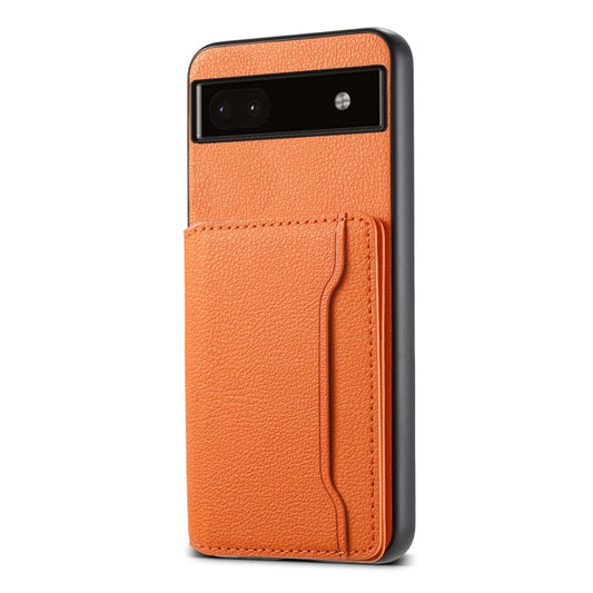 For Google Pixel 6a Calf Texture Card Bag Design Full Coverage Phone Case(Orange) - Google Cases by PMC Jewellery | Online Shopping South Africa | PMC Jewellery | Buy Now Pay Later Mobicred