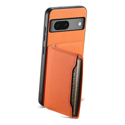 For Google Pixel 7 5G Calf Texture Card Bag Design Full Coverage Phone Case(Orange) - Google Cases by PMC Jewellery | Online Shopping South Africa | PMC Jewellery | Buy Now Pay Later Mobicred