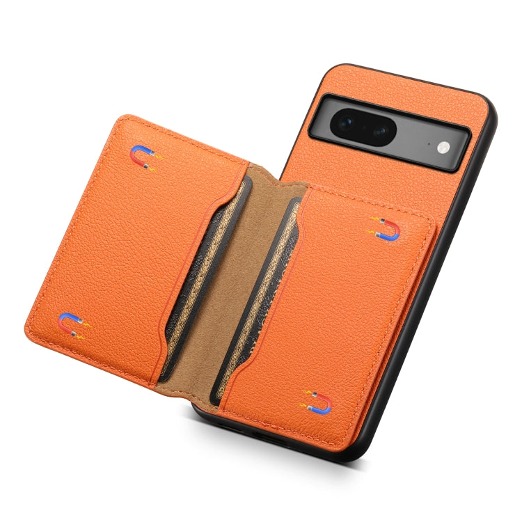 For Google Pixel 7 5G Calf Texture Card Bag Design Full Coverage Phone Case(Orange) - Google Cases by PMC Jewellery | Online Shopping South Africa | PMC Jewellery | Buy Now Pay Later Mobicred