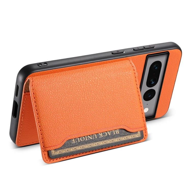 For Google Pixel 7 Pro 5G Calf Texture Card Bag Design Full Coverage Phone Case(Orange) - Google Cases by PMC Jewellery | Online Shopping South Africa | PMC Jewellery | Buy Now Pay Later Mobicred