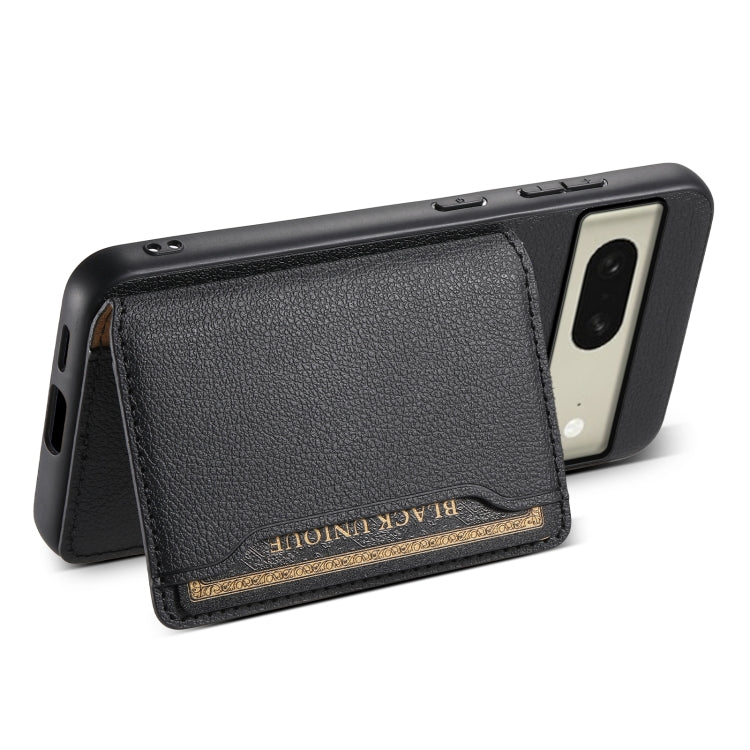 For Google Pixel 8 Calf Texture Card Bag Design Full Coverage Phone Case(Black) - Google Cases by PMC TechLife | Online Shopping South Africa | PMC TechLife | Buy Now Pay Later Mobicred