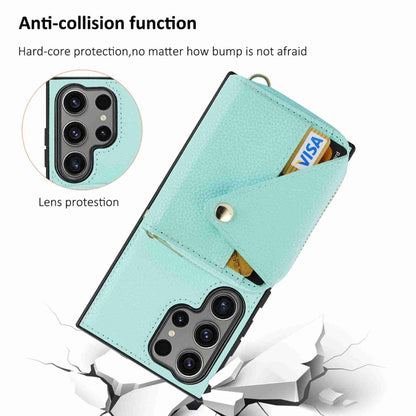 For Samsung Galaxy S24 Ultra 5G Crossbody Zipper Card Bag RFID Anti-theft Phone Case(Mint Green) - Galaxy S24 Ultra 5G Cases by PMC Jewellery | Online Shopping South Africa | PMC Jewellery | Buy Now Pay Later Mobicred