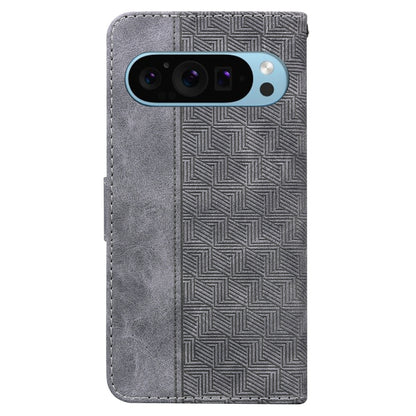 For Google Pixel 9 Geometric Embossed Leather Phone Case(Grey) - Google Cases by PMC Jewellery | Online Shopping South Africa | PMC Jewellery | Buy Now Pay Later Mobicred