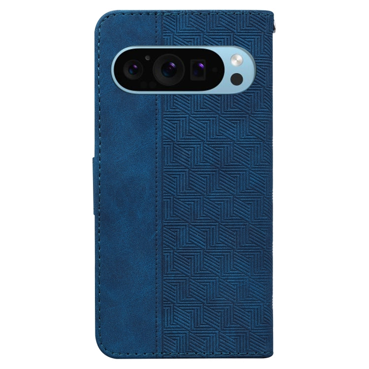 For Google Pixel 9 Geometric Embossed Leather Phone Case(Blue) - Google Cases by PMC Jewellery | Online Shopping South Africa | PMC Jewellery | Buy Now Pay Later Mobicred