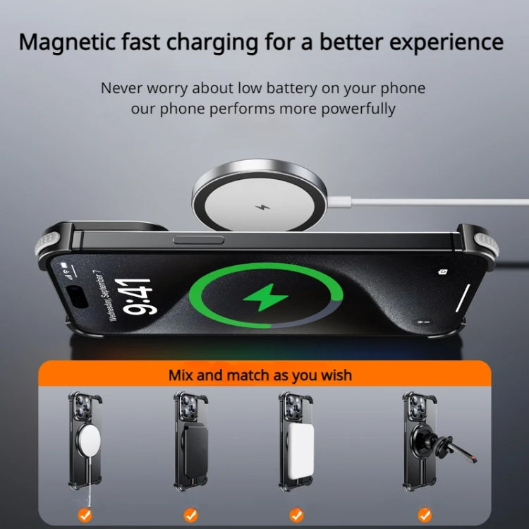 For iPhone 14 Pro Max MagSafe Magnetic Frameless Holder Phone Case(Black) - iPhone 14 Pro Max Cases by PMC TechLife | Online Shopping South Africa | PMC TechLife